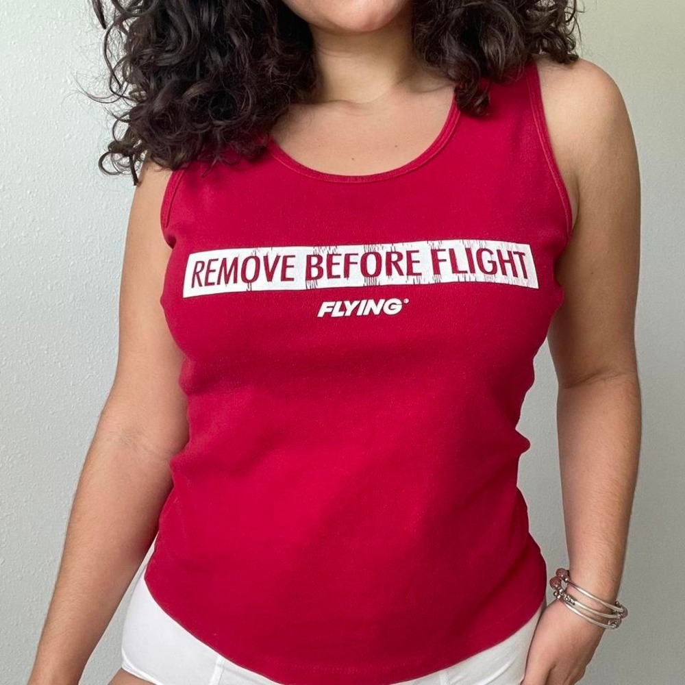 Y2K 'Remove Before Flight' Graphic Tank Top